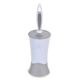 Perie pentru toaleta S-Home cu suport din plastic, alb/gri