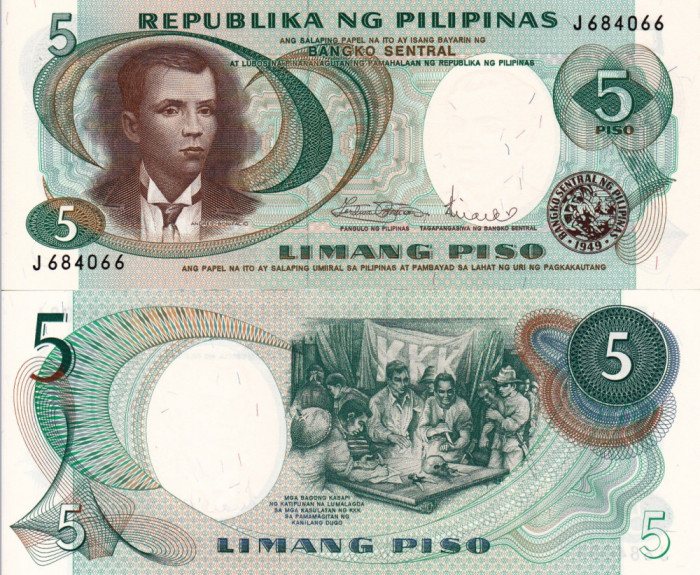 FILIPINE 5 pesos 1969 ND UNC!!!