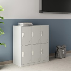 Dulap metalic Rautavaara 100x90x40cm gri deschis cu 6 usi [en.casa] HausGarden Leisure foto
