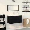 VidaXL Set de mobilier pentru baie Pe perete 3 pcs Stejar negru