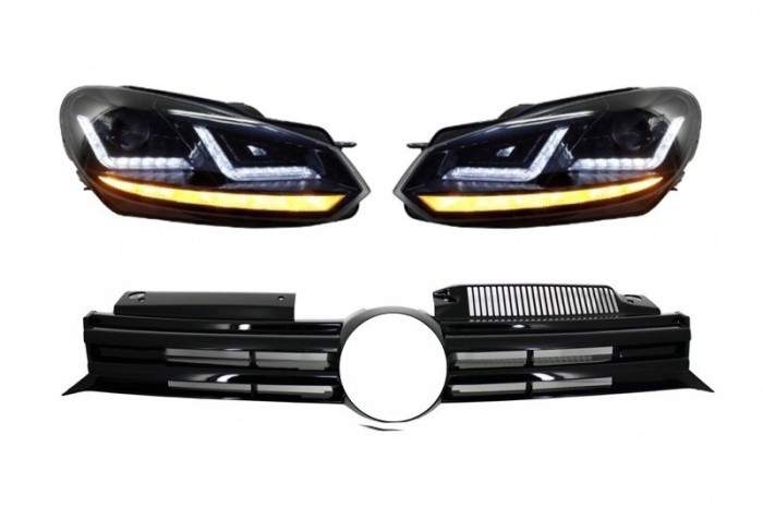 Faruri Osram LED Negre LEDriving Semnal Dinamic si Grila Centrala VW Golf 6 VI (2008-2012) R20 Design Performance AutoTuning