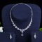 Set bijuterii, argintiu, cu pietre din zirconiu, Flower Drop