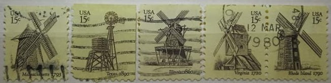 Statele Unite 1980 - Morile de v&acirc;nt, serie stampilata