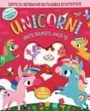Carte pentru copii Unicorni, abtibilduri reutilizabile lipeste dezlipește, educativ, hardcover