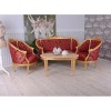 Set baroc din lemn masiv auriu cu tapiterie de matase rosie CAT502A05, Sufragerii si mobilier salon