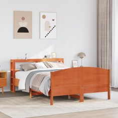 vidaXL Cadru de pat fără saltea, maro ceruit 140x200 cm lemn masiv pin 3306227