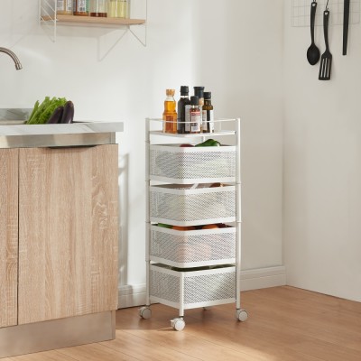 Carucior servire la masa Sunndal 79,5x27x27cm alb cu 4 cosuri [en.casa] HausGarden Leisure foto