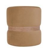 Taburet Ring, fix, rotund, material textil, bej + stejar, 38 x 38 x 40 cm