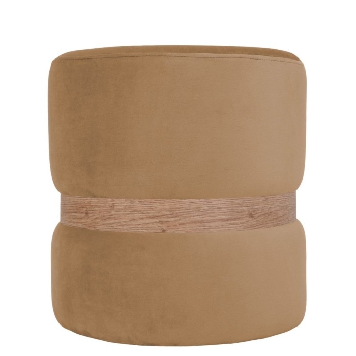Taburet Ring, fix, rotund, material textil, bej + stejar, 38 x 38 x 40 cm