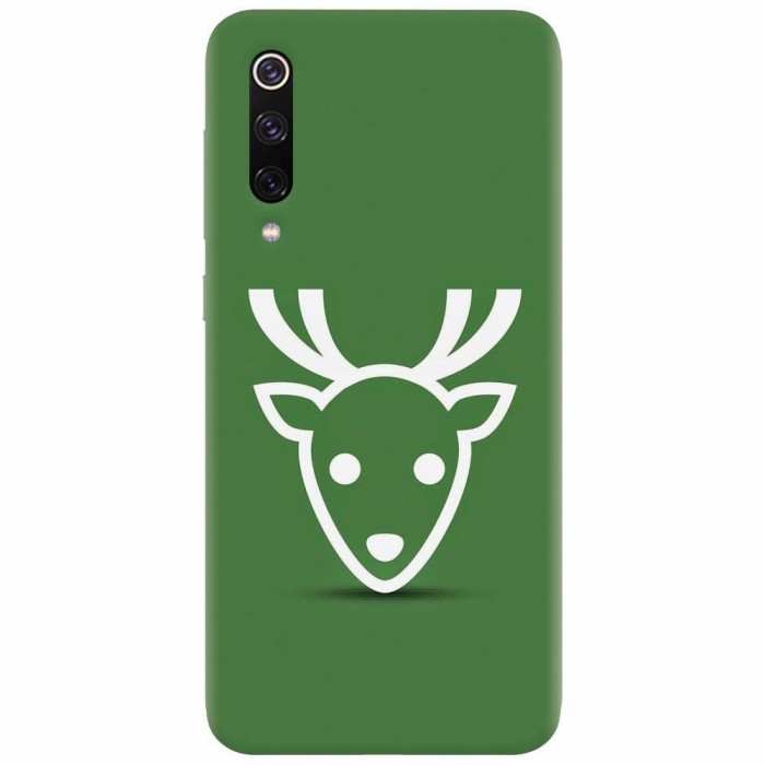 Husa silicon pentru Xiaomi Mi 9, Minimal Reindeer Illustration Green Husa silicon pentru Xiaomi Mi 9, Minimal Reindeer Illustration Green