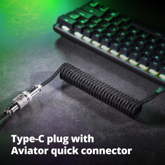 Cablu USB C spiralat personalizat GUNMJO Pro pentru tastatură de jocuri