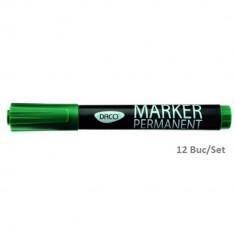 Set 12 Markere Permanente DACO, Verzi, Varf 3 mm, Marker, Marker Verde, Markere Verzi, Marker cu Cerneala Verde, Marker Permanent, Markere Permanente,