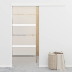 vidaXL Ușă glisantă, argintiu, 76 x 212 cm, sticlă ESG și aluminiu