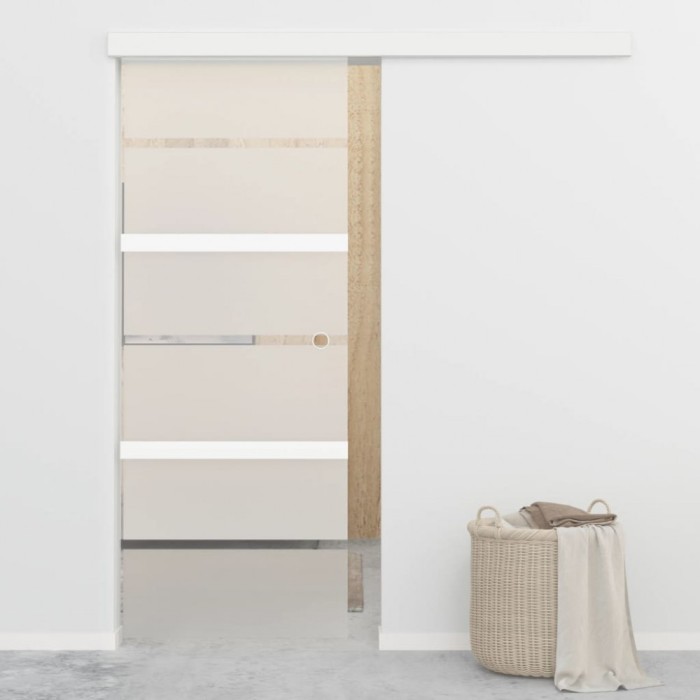 vidaXL Ușă glisantă, argintiu, 76 x 212 cm, sticlă ESG și aluminiu
