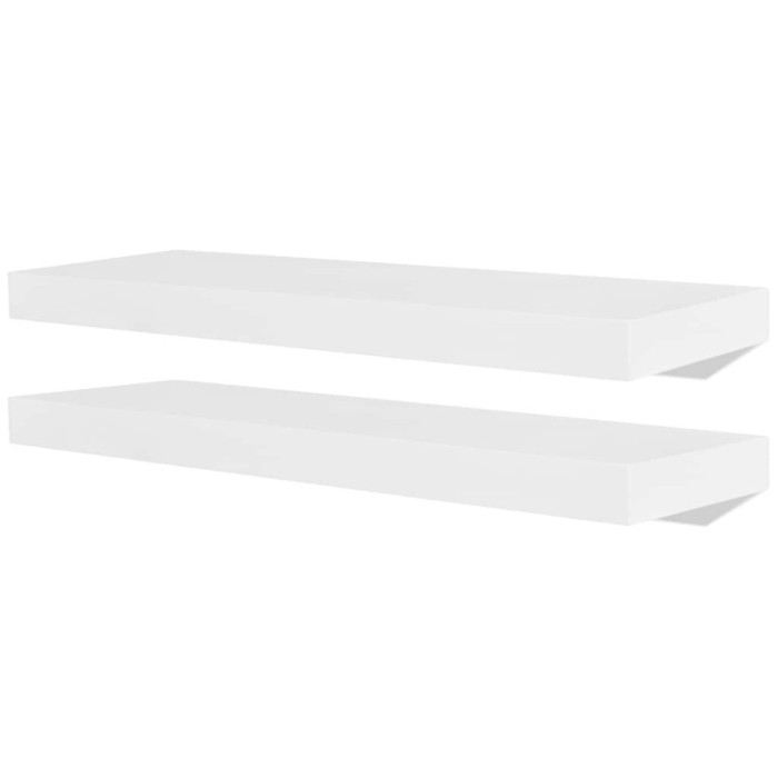 Rafturi suspendate de perete pentru carti/DVD-uri, 2 buc, alb, MDF