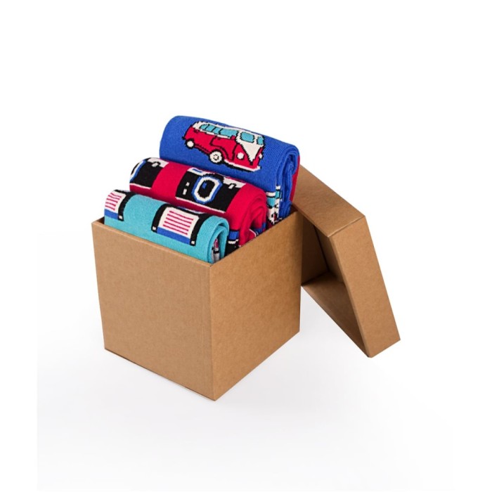 Cutie cu 3 perechi de șosete retro din bumbac - Floppy Disk, Camera, Bus 35-38