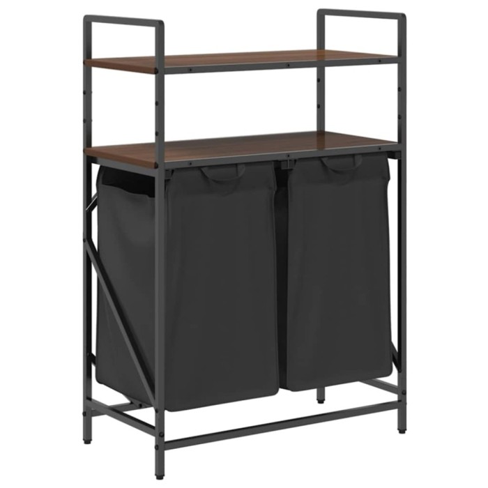 Cos de rufe 2 compartimente cu rafturi stejar maro