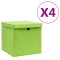 vidaXL Cutii depozitare cu capac, 4 buc., verde, 28x28x28 cm 325228