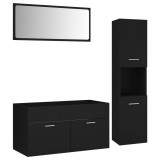 Set mobilier de baie, negru, lemn prelucrat