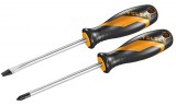 Set 2 Surubelnite Tolsen GRIPro: PH2x100, 6.5x100 mm, Cr-V, Varf Magnetic, Maner Ergonomic
