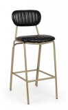 Cumpara ieftin Scaun de bar cu spatar picioare fier auriu si sezut piele ecologica neagra Addy 41 cm x 51 cm x 100 h x 73 h1