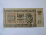 Rară! Slovacia 20 Korun 1942 bancnotă &icirc;n stare slabă