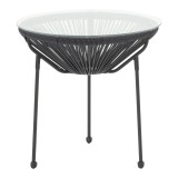 Cumpara ieftin Masă Acapulco, Metal și Rattan, Negru, 50x52 cm