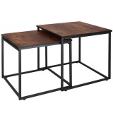 Set 2 mese pentru cafea, cadru otel, stil industrial, 50x50x52 cm si 45x45x47 cm, maro Household NewTrend