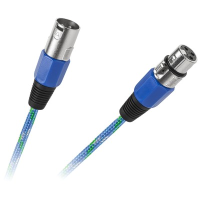 Cablu microfon XLR mama-tata 3m textil albastru Cabletech foto