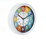 Ceas Educativ de perete pentru copii, "Sa Invatam Cat e Ceasul", 20x3.5 cm, Alb - Multicolor