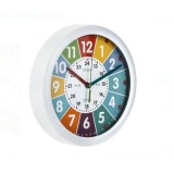 Ceas Educativ de perete pentru copii, "Sa Invatam Cat e Ceasul", 20x3.5 cm, Alb - Multicolor