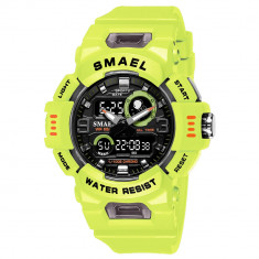 Ceas de mana barbatesc Smael Army Militar Sport Analog Quartz Digital Cronometru Verde