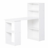 Birou alb modern cu biblioteca cu 6 rafturi din PAL,120x55x120cm HOMCOM | Aosom Romania