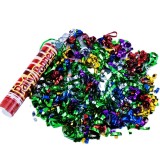 Tub de confetii, flippy, party popper, 20x5 cm, confetii panglici din plastic, multicolor