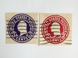 SUA / USA 1870-1882 &Icirc;ntreguri Poștale Decupate (Cut Squares) George Washington 2c &amp; 3c Pereche Ștampilată - A301