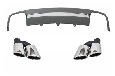 Difuzor Bara Spate cu Ornamente Evacuare Audi A4 B8 Facelift (2012-2015) Sedan Avant S4 Design Performance AutoTuning foto