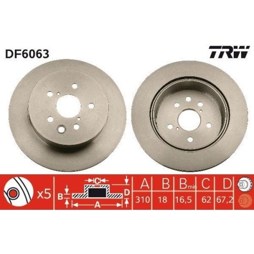 Set discuri frana Lexus Gs ( S19 ), Is C (Gse2 ), Is 2 ( E2 ), Is 3 ( E3 ), punte spate, 310x18, ventilat, TRW