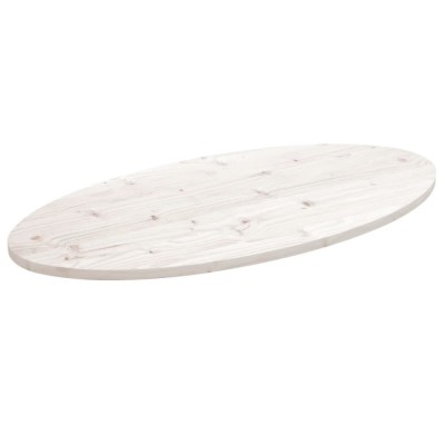vidaXL Blat de masă, alb, 110x55x2,5 cm, lemn masiv de pin, oval foto