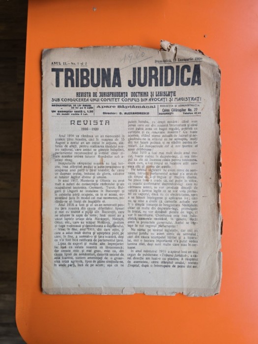 Tribuna Juridica nr. 1-2/11.01.1920