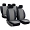 Set Huse Scaune Auto pentru Ssangyong Rexton - Pok-Ter Perline, Piele Ecologica, Negru - Gri, 9 piese