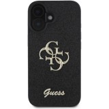 Guess Husa Fixed Glitter 4G Metal Logo iPhone 16 Negru
