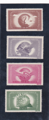 Romania 1945, LP 186, Conferinta Sindicala Mondiala Paris, seria, MNH foto