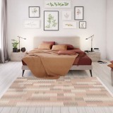 Covor Model RE BORN 21706-250, Marime 80 x 150 cm, Bej, Bumbac reciclat si Polipropilena, Living, Dormitor, Sufragerie, Birou