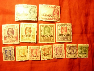 Serie Burma colonie britanica 1946 Rege George VI ,supratipar Service ,13 valori foto