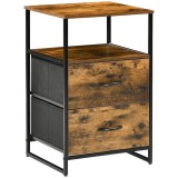 HOMCOM Noptieră cu 2 Sertare Material Textil Mobilier de Suport Mic cu Stil Industrial Comodă 2 sertare - 45 x 40 x 70,5 cm - Lemn și metal | Aosom Ro