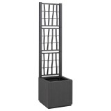 vidaXL Ghiveci Spalier Antracit 36x36x140cm, Patrat, Polipropilena, Exterior, Drenaj, Gradina, Arbusti, Flori, Plante Cataratoare