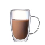 Cana pentru cafea, cu pereti dubli, 450 ml, transparenta, dimensiuni: 6 x 14.5 x 7.5 cm, Oem
