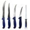 Set 4 cutite profesionale de macelarie, filetat, injunghiat, transat, dezosat, otel carbon, masat pentru ascutit