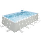 Outsunny Piscină Supraterană cu Cadru de Oțel, Pompă de Filtru, Cartuș Filtrant, Rezistentă la Rugină, 580x310x122 cm, Gri deschis