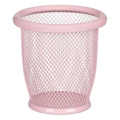 Suport metalic pentru pixuri si creioane, roz nud,10x10 cm